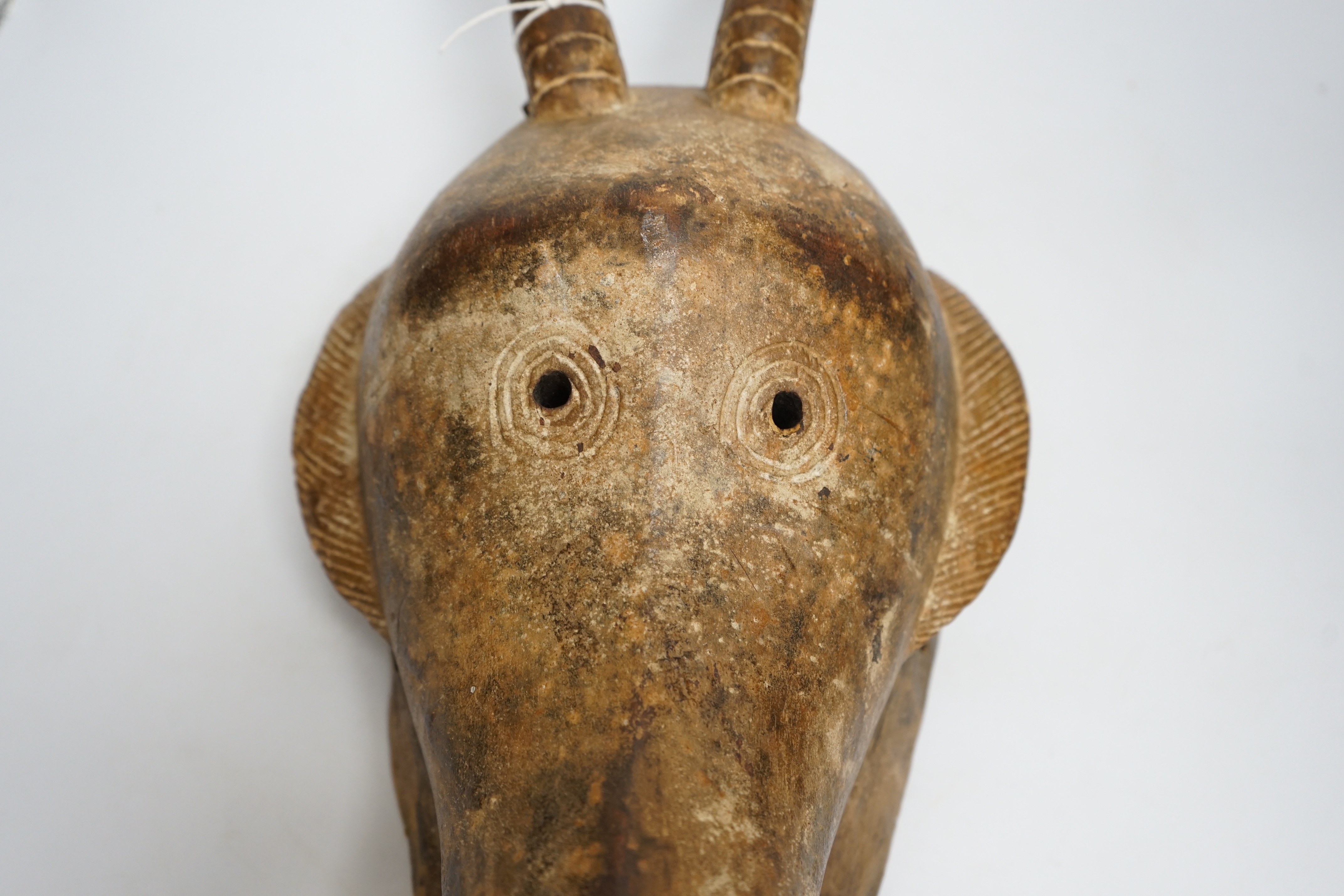 A carved wood antelope head mask, Burkina Faso?